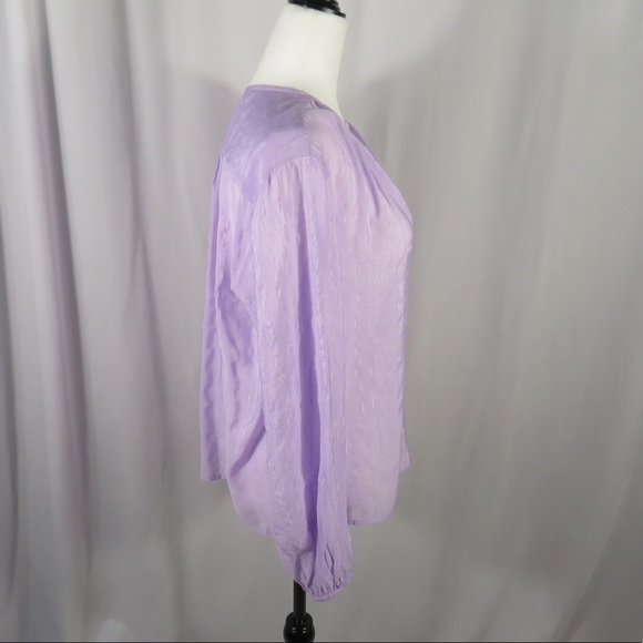 Jensen Purple Silver Metallic Stripe Blouse Medium - Picture 3 of 7